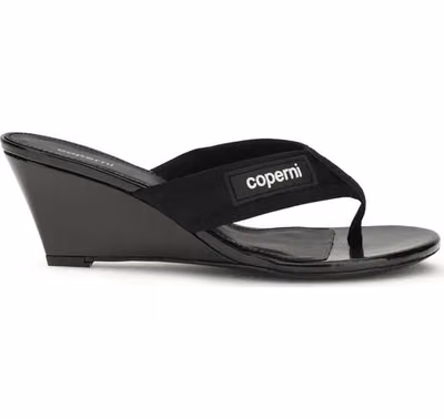 Black Polyamide Wedge Sandals