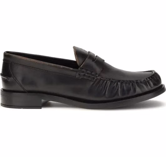 Prada Black Calf Leather Bos Taurus Slip-On Loafers