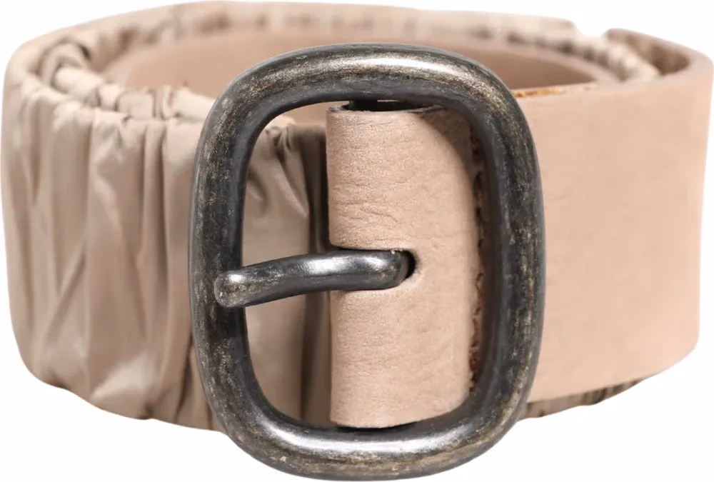GF Ferre Women Beige Polyester Silver Metal Buckle Waist Belt
