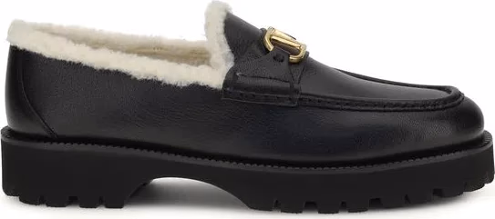 Valentino Garavani Black Calf Leather Bos Taurus Slip-On Loafers