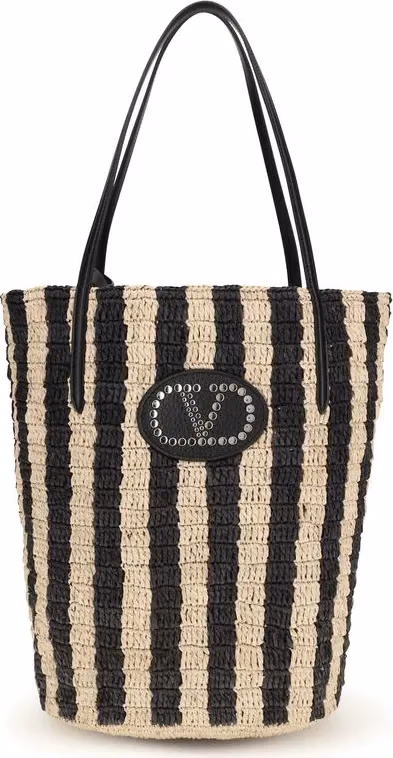 Valentino Garavani Black Raffia Backet Bag