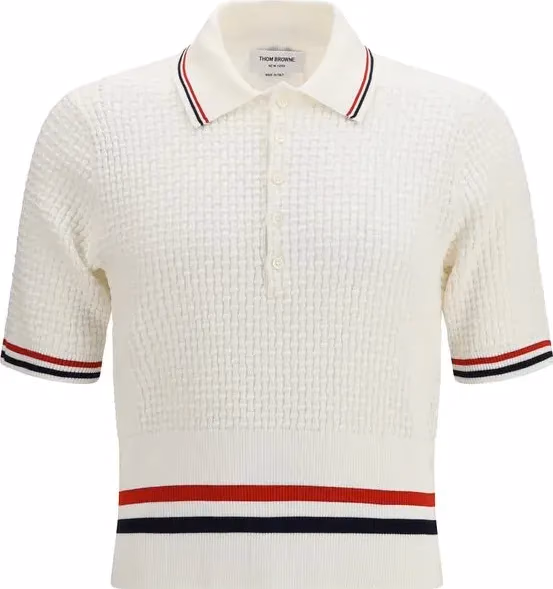 Thom Browne White Cotton Polo Shirt