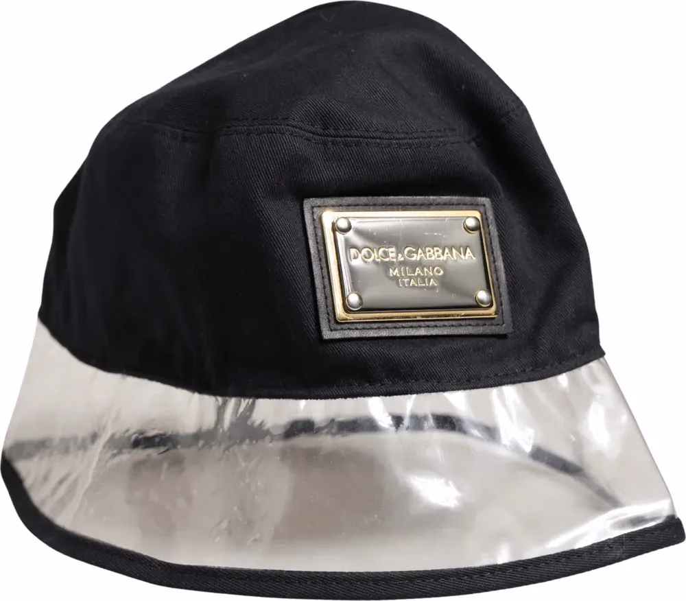 Dolce & Gabbana Black Cotton Plastic Fisherman Bucket Capello Hat