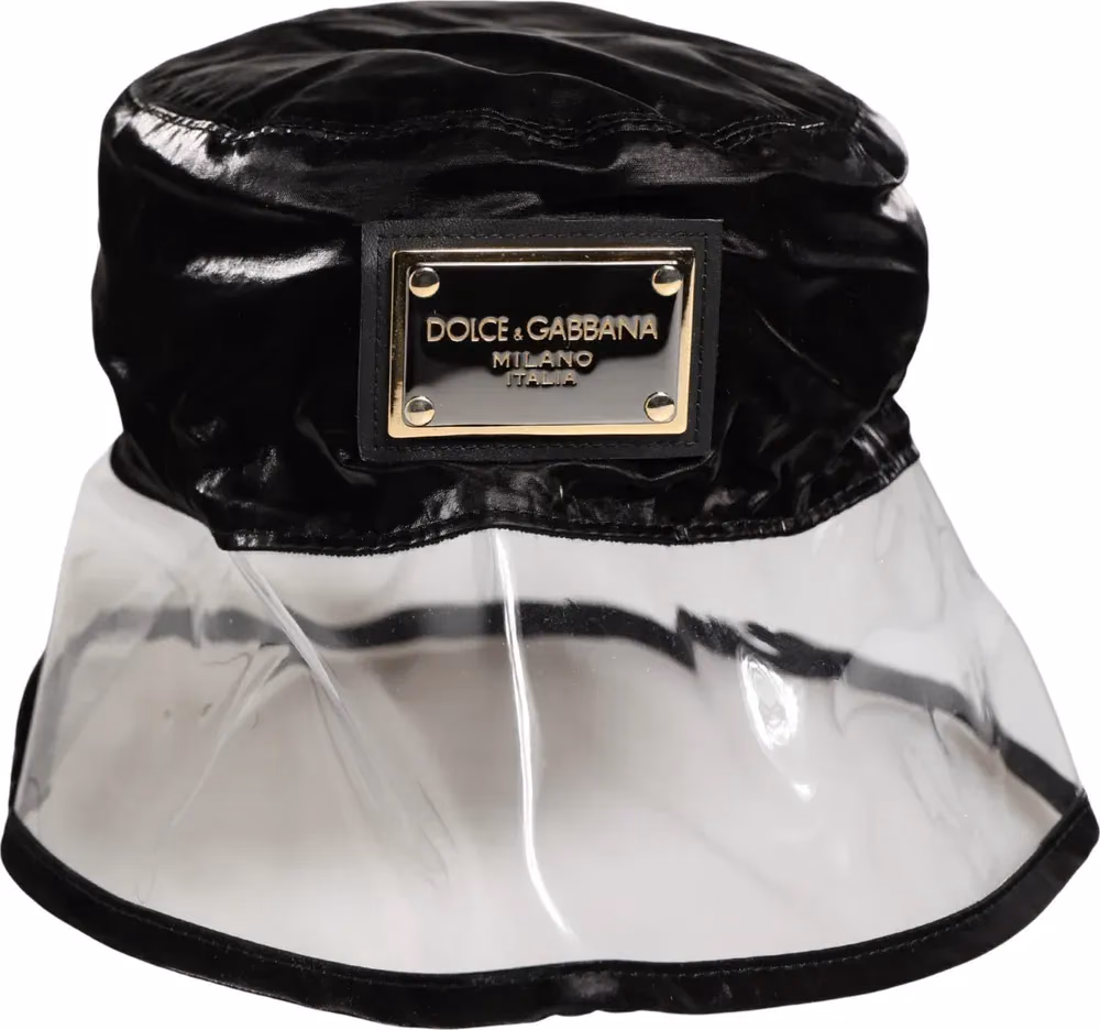 Dolce & Gabbana Black Nylon Plastic Fisherman Bucket Capello Hat