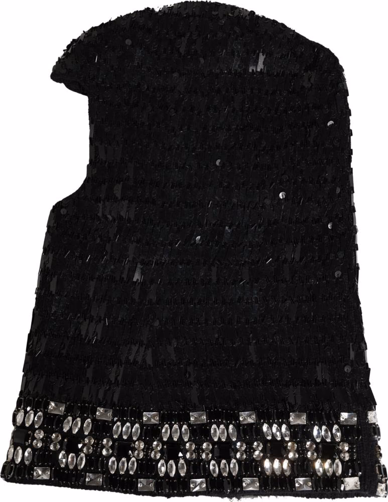 Dolce & Gabbana Black Wool Crystal Embellished Balaclava Hat