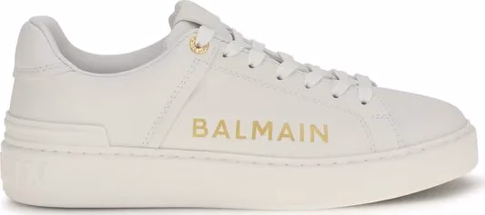 Balmain White Calf Leather Bos Taurus Low Top Sneakers