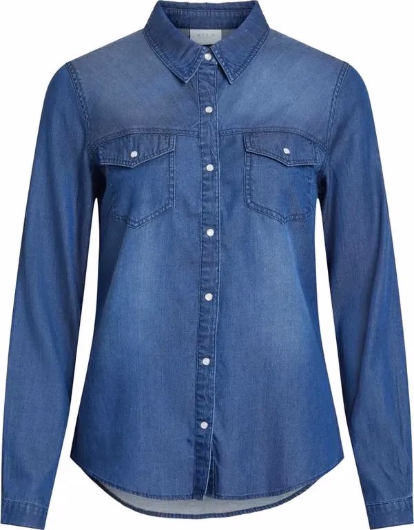 Vila Clothes Blue Cotton Blouse