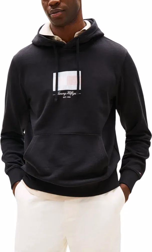 Tommy Hilfiger Black Recycled Cotton Hoodie