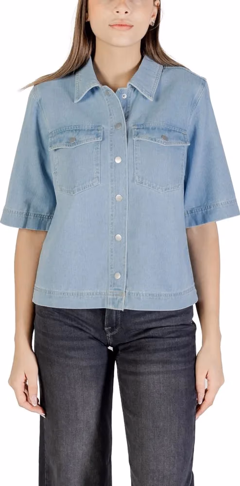 Only Light Blue Cotton Shortsleeve Shirt