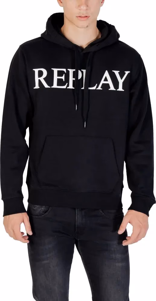 Replay Black Cotton Hoodie
