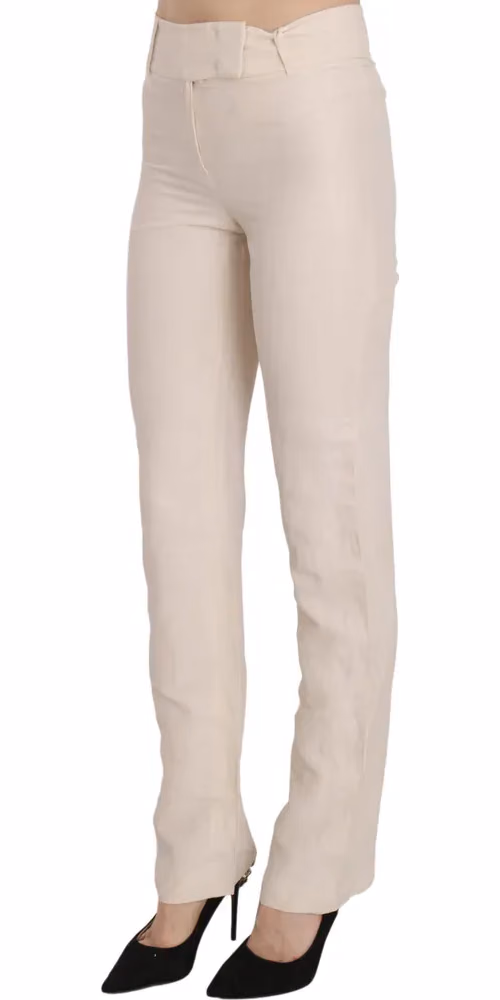 LAUREL White High Waist Silk Blend Flared Dress Trousers Pants
