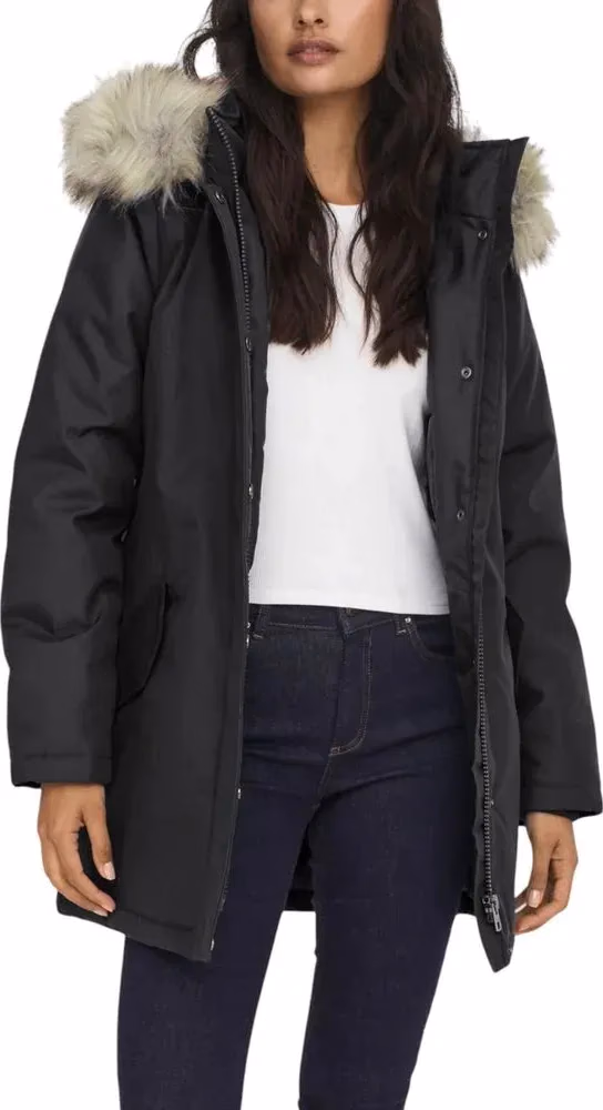 Only Black Polyester Parka