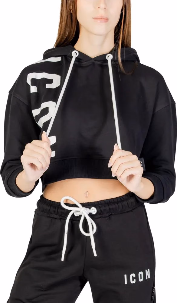Icon Black Cotton Hoodie
