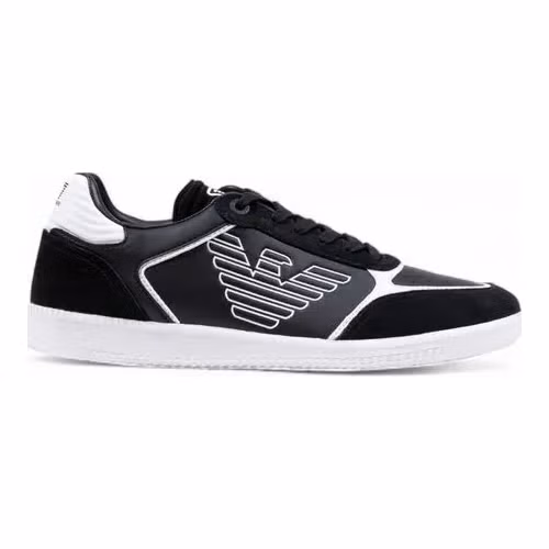 EA7 Emporio Armani Black And White Leather Athletic Sneakers