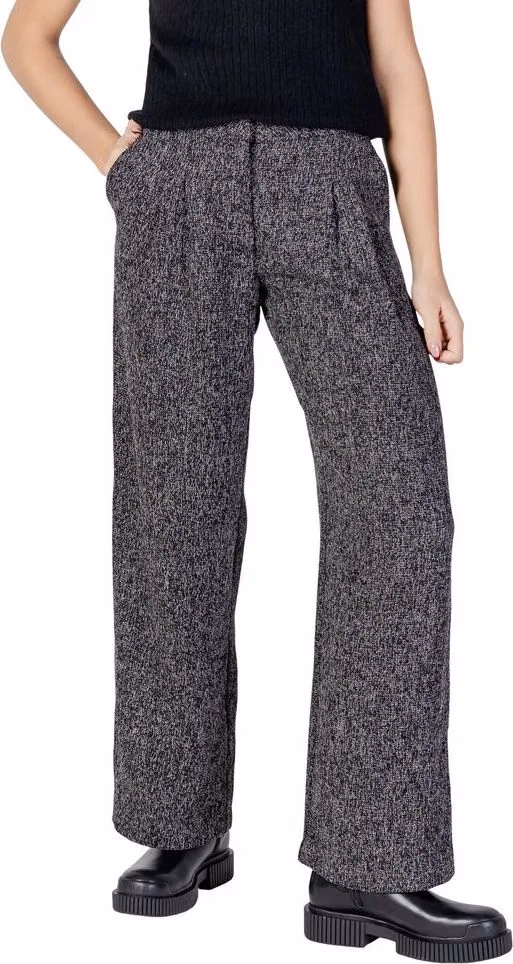 Jacqueline De Yong Black Polyester Flared Pants