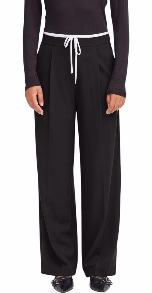 ICHI Black Polyester Pants