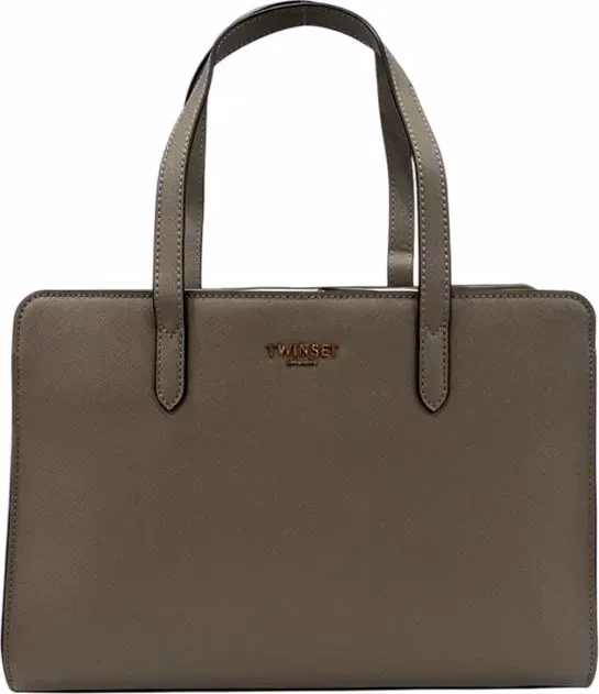 Twinset Grey PU Women Shoulder Bag