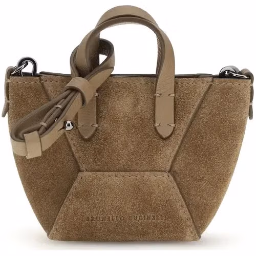 Brunello Cucinelli Brown Calf Leather Bos Taurus Shoulder Bag