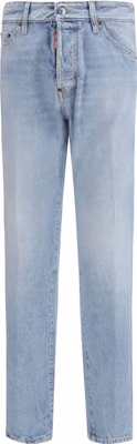 Blue Cotton Straight-Leg Jeans