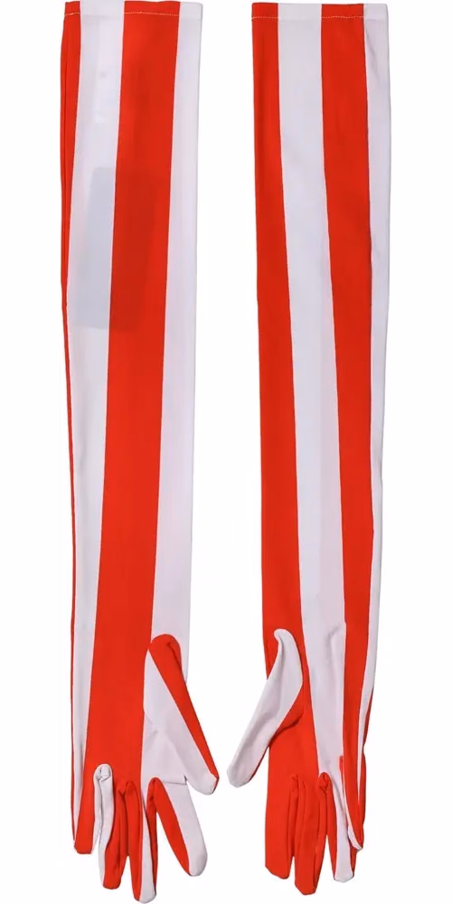 Dolce & Gabbana Red White Stripes Nylon Elbow Length Women Gloves