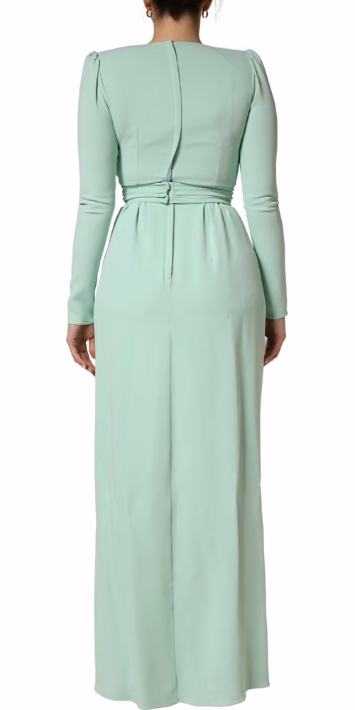 Dolce & Gabbana Green Viscose Long Sleeves Long Gown Dress