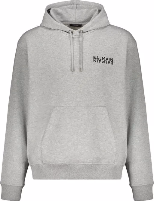 Balmain Gray Cotton Hoodie