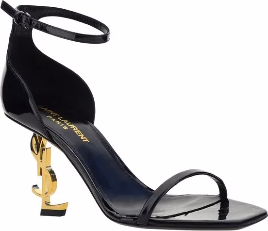 Saint Laurent Black Calf Leather Bos Taurus Stiletto Heel Sandals