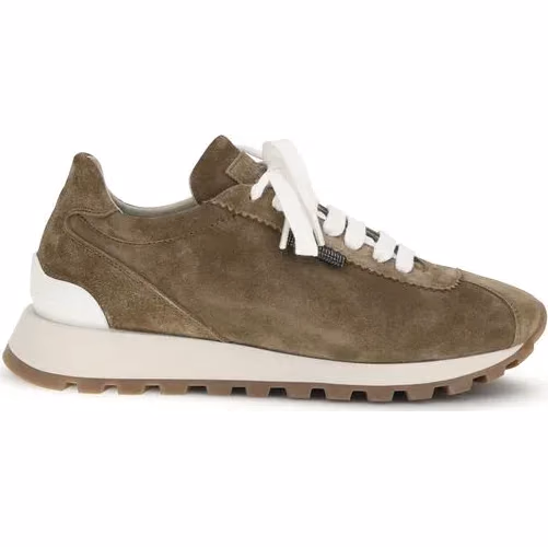 Brunello Cucinelli Brown Calf Leather Bos Taurus Platform Sneakers