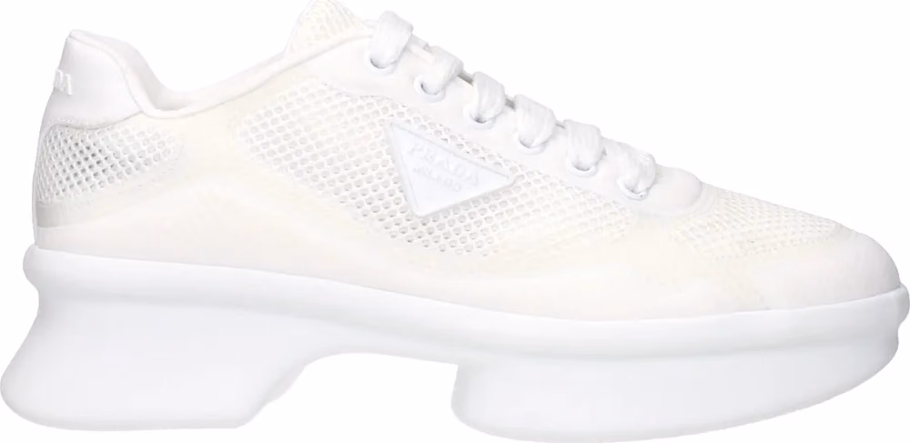 Prada White Fabric Low Top Sneakers