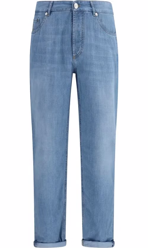 Brunello Cucinelli Blue Cotton Relaxed Fit Jeans
