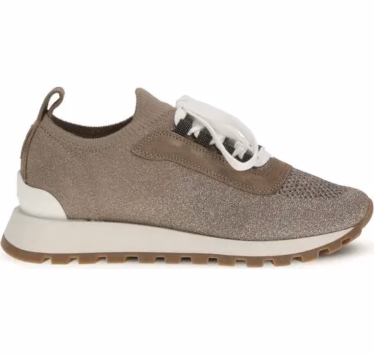 Brunello Cucinelli Beige Cotton Chunky Sneakers