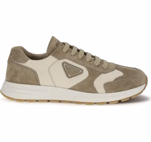 Prada Beige Calf Leather Bos Taurus Athletic Sneakers