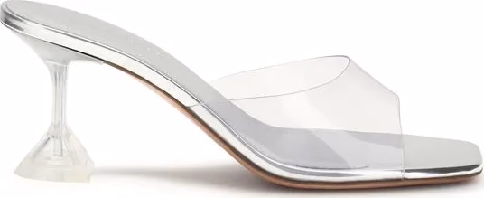 Amina Muaddi Silver Pvc Stiletto Heel Sandals