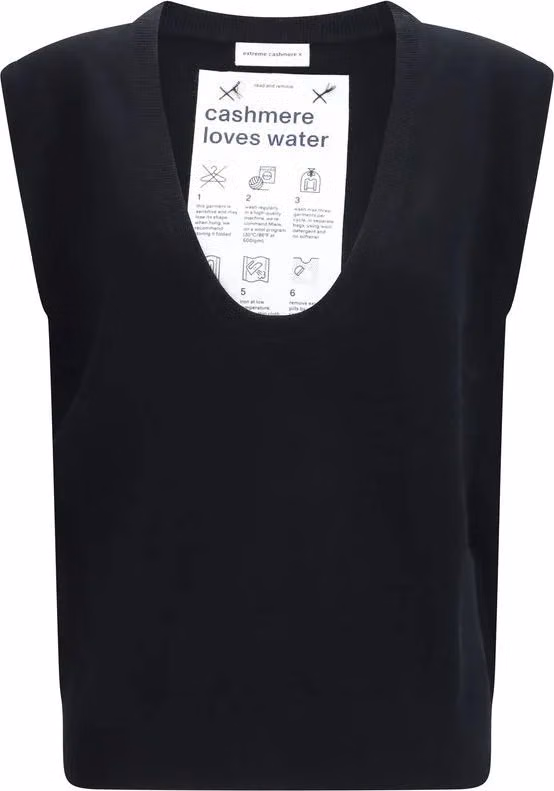 Extreme Cashmere Black Elastane Sleeveles Sweater