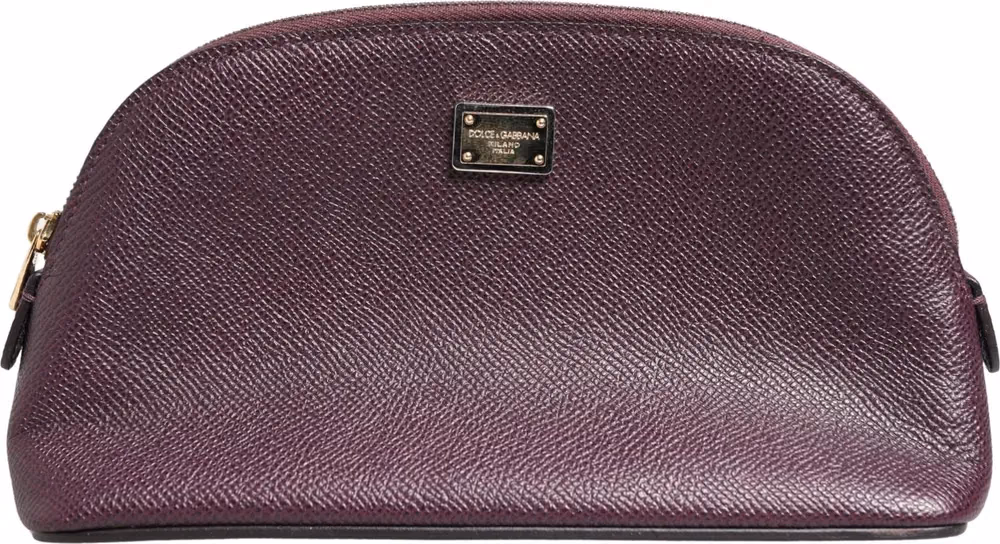 Dolce & Gabbana Dark Purple Leather DG Logo Zip Around Hand Purse Wallet