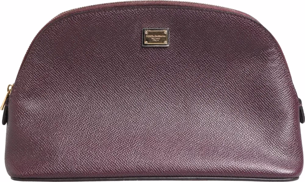 Dolce & Gabbana Dark Purple Leather DG Logo Zip Around Hand Purse Wallet