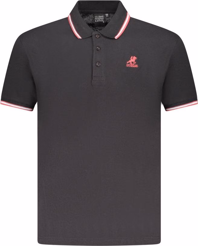 U.S. Grand Polo Black Cotton Mens Polo Shirt