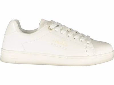 White Polyurethane Women Sneaker