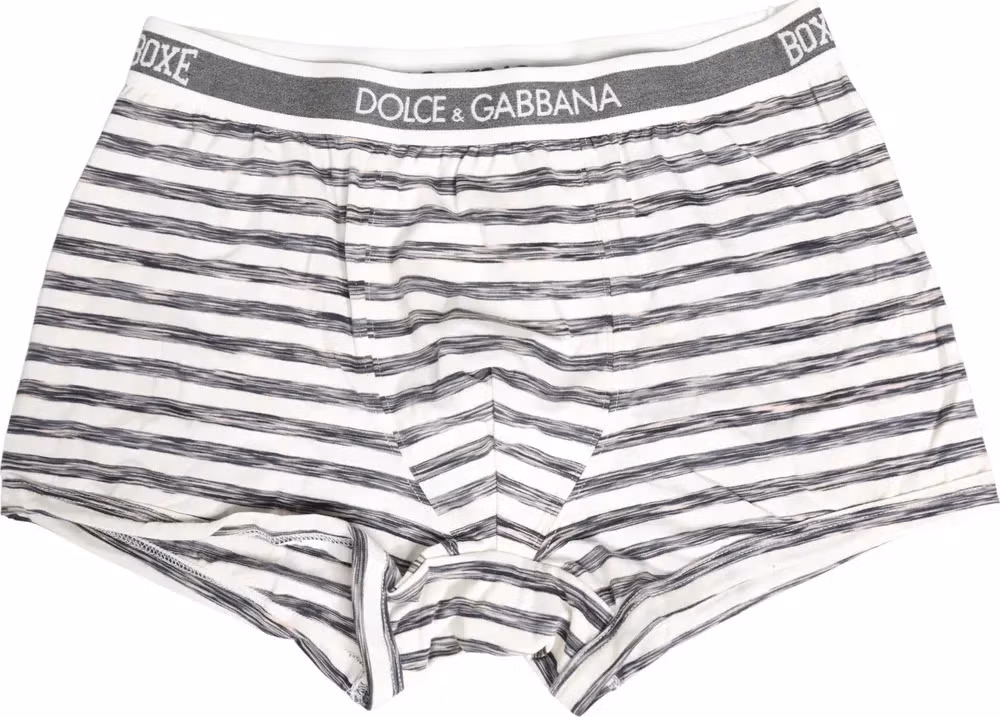 Dolce & Gabbana Gray White Stripes Men Regular Boxer Underwear