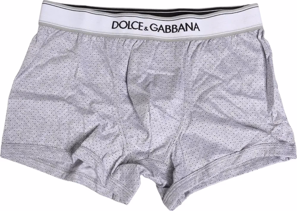 Dolce & Gabbana Gray Logo Cotton Men Regular Boxer Underwear