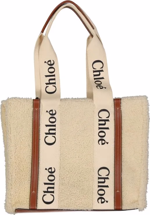 Chloé Beige Lamb Fur Tote Bag