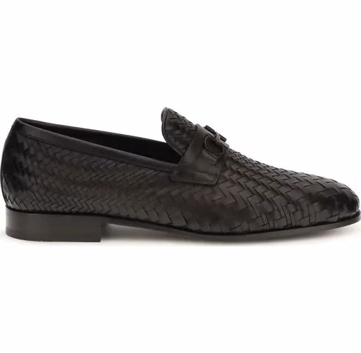 Ferragamo Brown Calf Leather Bos Taurus Slip-On Loafers