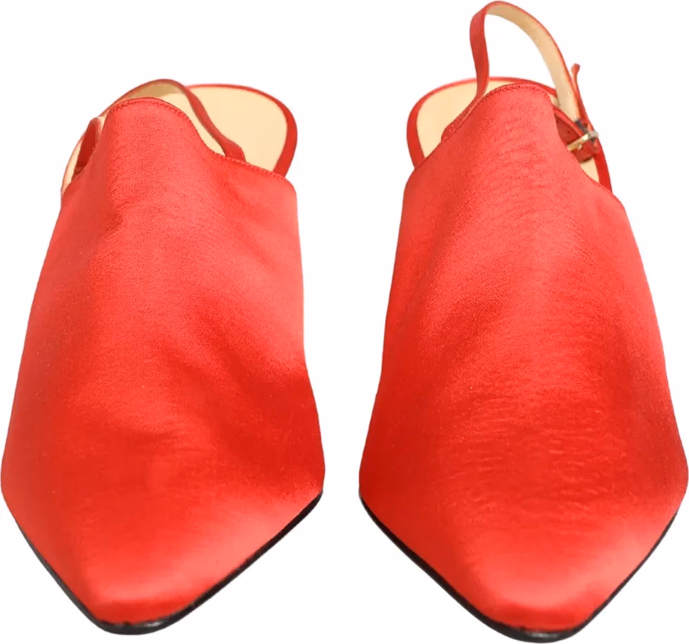 Dolce & Gabbana Red Suede Heel Slingback Shoes
