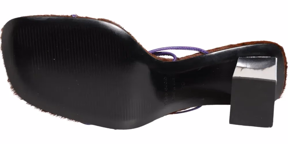 Dolce & Gabbana Silver Block Heels Slip On Sandals Shoes