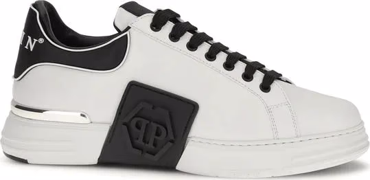 Philipp Plein White Calf Leather Bos Taurus Low Top Sneakers