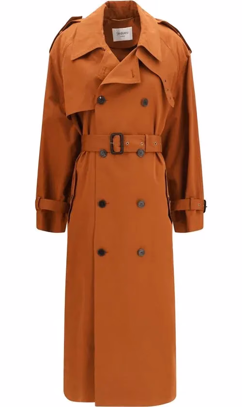 Saint Laurent Brown Cotton Trench Coat