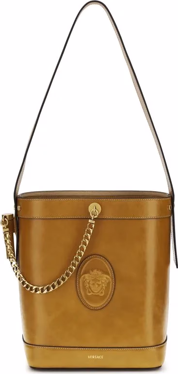 Versace Brown Calf Leather Bos Taurus Backet Bag