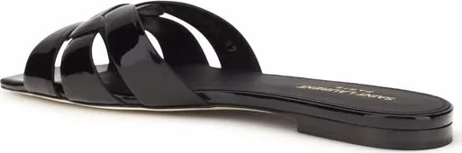 Saint Laurent Black Calf Leather Bos Taurus Flat Sandals