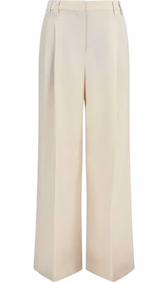 Beige Viscose Casual Pants
