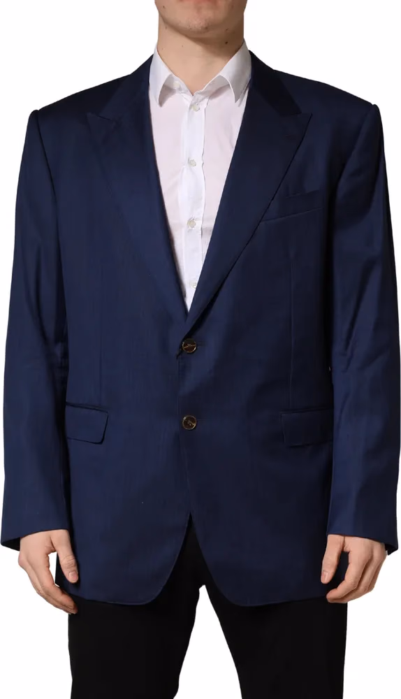 Dolce & Gabbana Blue Single Breasted 2 Button Suit Jacket